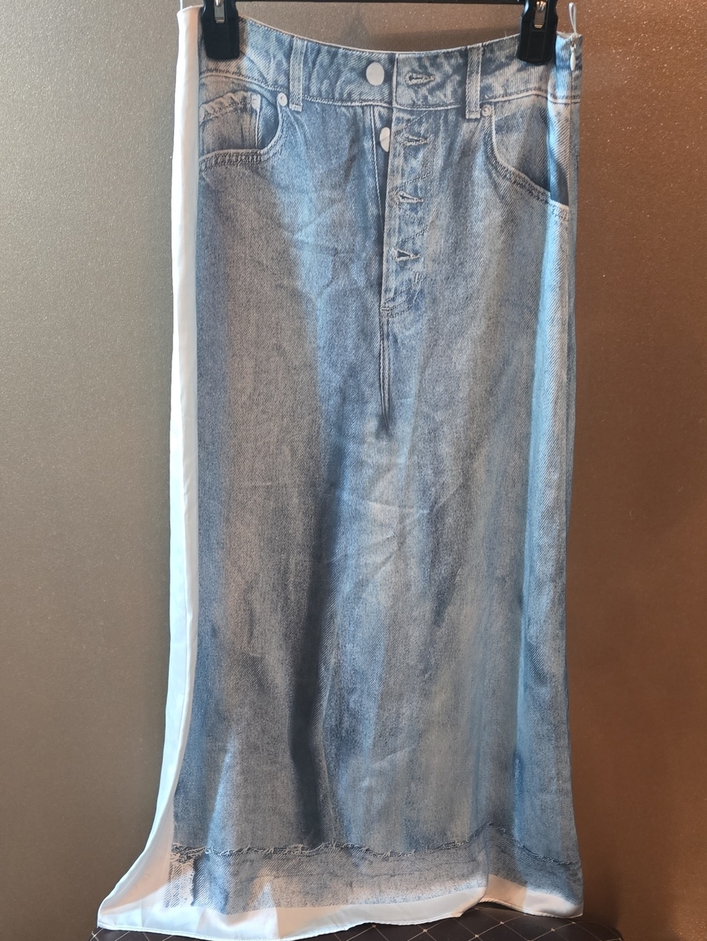 Zara Silk Faux Denim Skirt